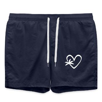 Palme Urlaub Baum Palmen Sommer Herz - Badeshorts - French Navy - Vorne - AI Model Male 185 light (185cm)