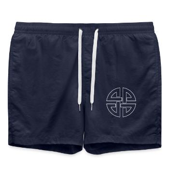 Bouclier de nœud - Viking - Symbole celtique - Short de bain - bleu marine - Devant - AI Model Male 185 light (185cm)