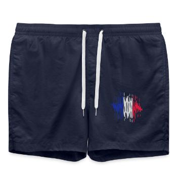 Frankreich Flagge Trikolore - Badeshorts - French Navy - Vorne - AI Model Male 185 light (185cm)
