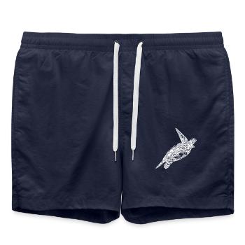 Vintage turtle on surface - Swim Trunks - french navy - Front - AI Model Male 185 light (185cm)