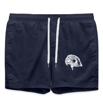 Portrait de tête de perroquet Dessin d’oiseau vintage - Short de bain - bleu marine - Devant - AI Model Male 185 light (185cm)