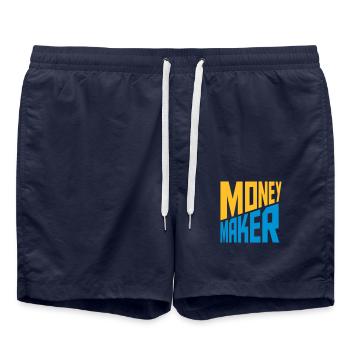Text Money Maker Successful - Swim Trunks - french navy - Front - AI Model Male 185 light (185cm)