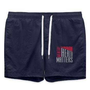 mental health matters quote - Swim Trunks - french navy - Front - AI Model Male 185 light (185cm)