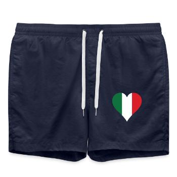 Italy Flag Heart Long - Swim Trunks - french navy - Front - AI Model Male 185 light (185cm)