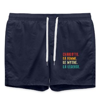 Charlotte la femme le mythe la légende Cadeau - Short de bain - bleu marine - Devant - AI Model Male 185 light (185cm)