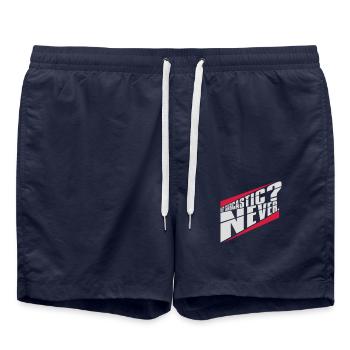 me sarcastic never Zitat - Badeshorts - French Navy - Vorne - AI Model Male 185 light (185cm)