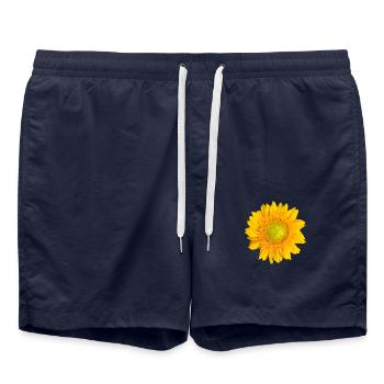Sunflower Sunflower Flower Floral Floral Floral - Swim Trunks - french navy - Front - AI Model Male 185 light (185cm)