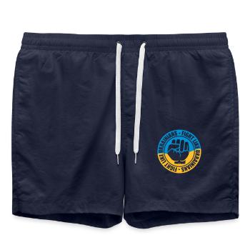 se battre comme citation des ukrainiens - Short de bain - bleu marine - Devant - AI Model Male 185 light (185cm)