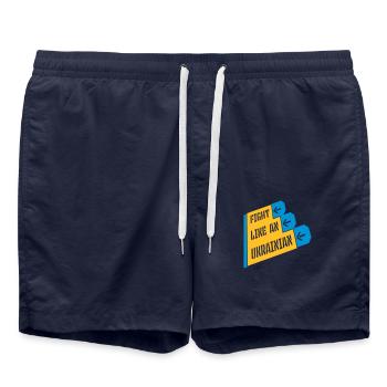 se battre comme citation des ukrainiens - Short de bain - bleu marine - Devant - AI Model Male 185 light (185cm)