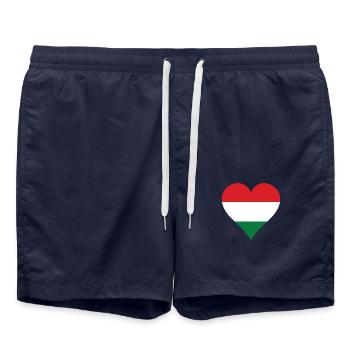 Ungarn Flagge Herz - Badeshorts - French Navy - Vorne - AI Model Male 185 light (185cm)