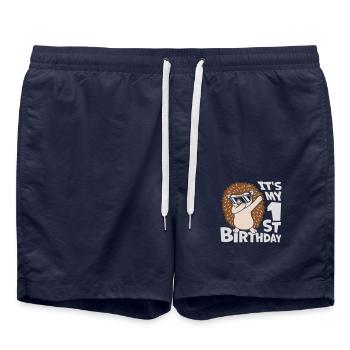 dabbing hedgehog 1st birthday - Swim Trunks - french navy - Front - AI Model Male 185 light (185cm)