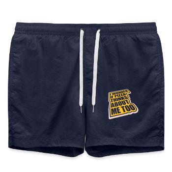 La pizza pense à moi - Short de bain - bleu marine - Devant - AI Model Male 185 light (185cm)