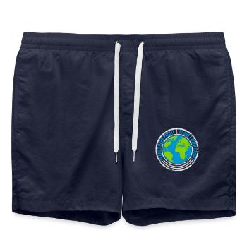 planet over profit Zitat - Badeshorts - French Navy - Vorne - AI Model Male 185 light (185cm)
