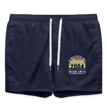 Vintage Birthday Gift 19 Years January 2004 - Swim Trunks - french navy - Front - AI Model Male 185 light (185cm)
