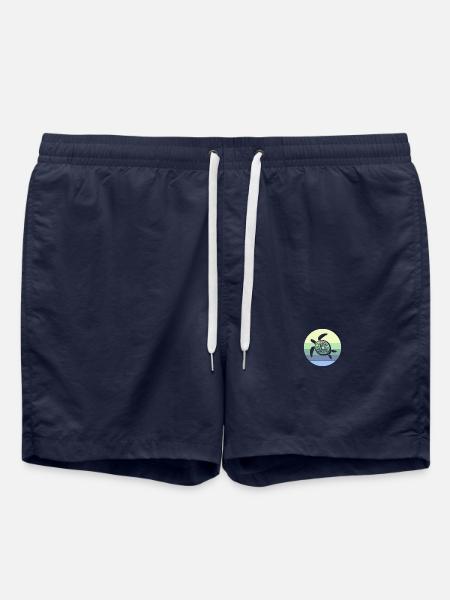 Turtle Retro Graphic - Swim Trunks - french navy