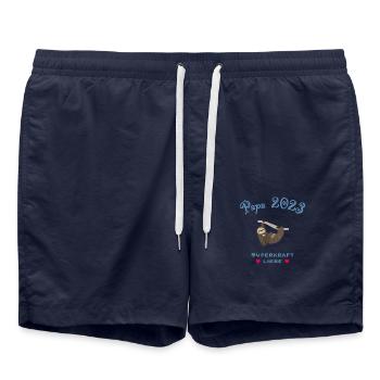 Papa 2023 avec la superpuissance amour, paresseux - Short de bain - bleu marine - Devant - AI Model Male 185 light (185cm)