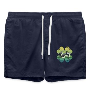 St. Patrick's Day Geschenk Kleeblatt Männer, Frauen, Kinder - Badeshorts - French Navy - Vorne - AI Model Male 185 light (185cm)