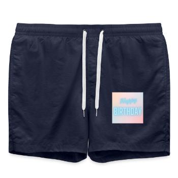 GEBURTSTAG, ALLES GUTE ZUM GEBURTSTAG, ALLES GUTE ZUM GEBURTSTAG - Badeshorts - French Navy - Vorne - AI Model Male 185 light (185cm)
