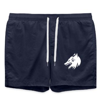 Wolf Kopf Porträt Tattoo Style - Badeshorts - French Navy - Vorne - AI Model Male 185 light (185cm)