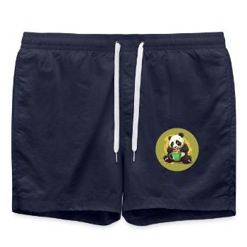 Panda with coffee and sugar shock - Swim Trunks - french navy - Front - AI Model Male 185 light (185cm)