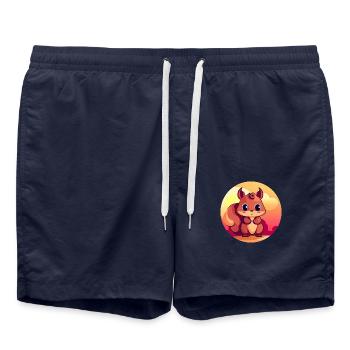 Cute unicorn at sunset - Swim Trunks - french navy - Front - AI Model Male 185 light (185cm)