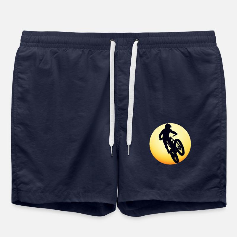Mountainbike Downhill - Sunset Silhouette - Badeshorts - French Navy