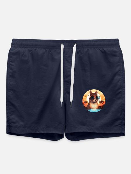 Cool squirrel silhouette at sunset - Swim Trunks - french navy