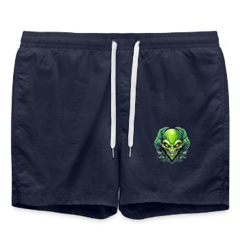 Wild angry pugnacious combative motivational sport - Swim Trunks - french navy - Front - AI Model Male 185 light (185cm)