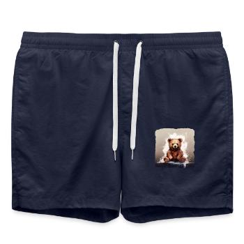 Brauner Teddy Bär - Badeshorts - French Navy - Vorne - AI Model Male 185 light (185cm)