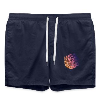 Tourbillon de feuilles abstrait - Short de bain - bleu marine - Devant - AI Model Male 185 light (185cm)