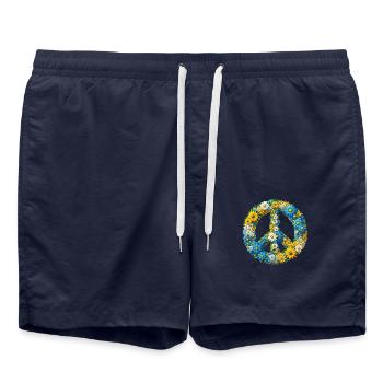 Hippie soul Groovy Summer time peace love Ukraine - Swim Trunks - french navy - Front - AI Model Male 185 light (185cm)