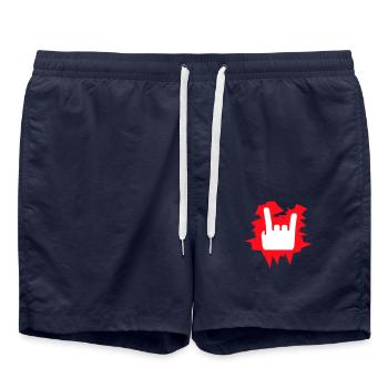 Heavy Metal Hard Rock Music Horns Hand Gesture Logo - Swim Trunks - french navy - Front - AI Model Male 185 light (185cm)
