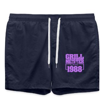 Barbecue 1988 - Short de bain - bleu marine - Devant - AI Model Male 185 light (185cm)