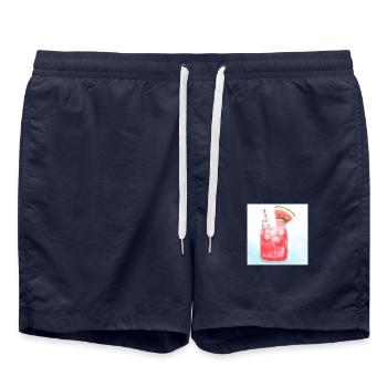 Refreshing Watermelon Cocktail Art - Swim Trunks - french navy - Front - AI Model Male 185 light (185cm)