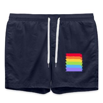 Chemise arc-en-ciel - Short de bain - bleu marine - Devant - AI Model Male 185 light (185cm)