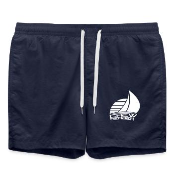 Crew Member Text Sun Team Member Sailing Crew Fun - Swim Trunks - french navy - Front - AI Model Male 185 light (185cm)