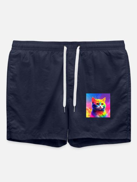 Cute rainbow coloured cat - Swim Trunks - french navy