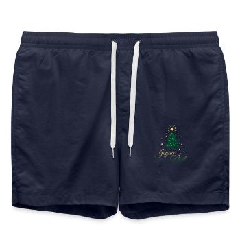 Sapin de Noël doré et vert : style festif - Short de bain - bleu marine - Devant - AI Model Male 185 light (185cm)