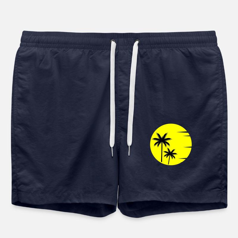 Sunset Palm Trees - Swim Trunks - french navy