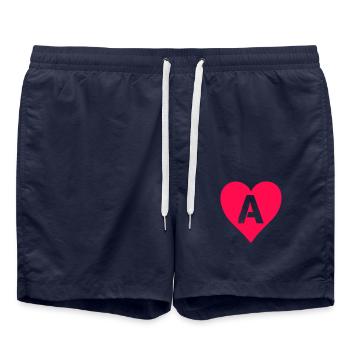 herz buchstabe a - Badeshorts - French Navy - Vorne - AI Model Male 185 light (185cm)