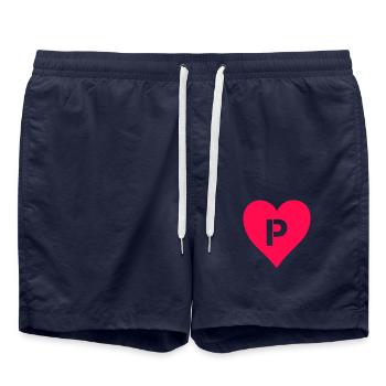 lettre de coeur P - Short de bain - bleu marine - Devant - AI Model Male 185 light (185cm)