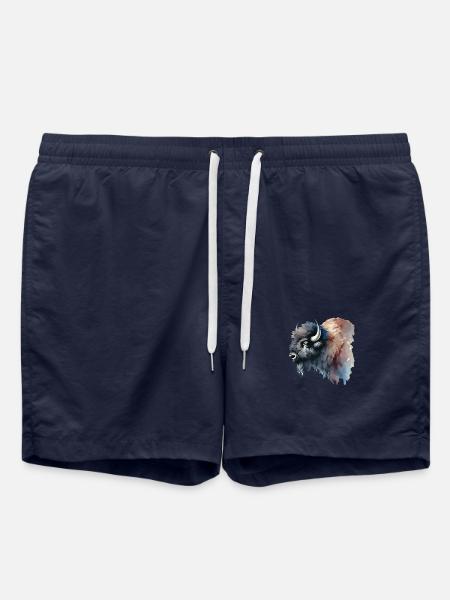 Bison Painting - Swim Trunks - french navy