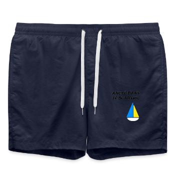ancré dans le bonheur - Short de bain - bleu marine - Devant - AI Model Male 185 light (185cm)