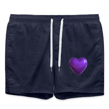 Cœur violet - Short de bain - bleu marine - Devant - AI Model Male 185 light (185cm)