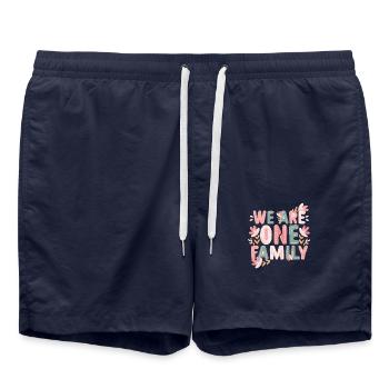 🌈 Wir sind eine Familie – Colorful Unity T-Shirt 🌈 - Badeshorts - French Navy - Vorne - AI Model Male 185 light (185cm)