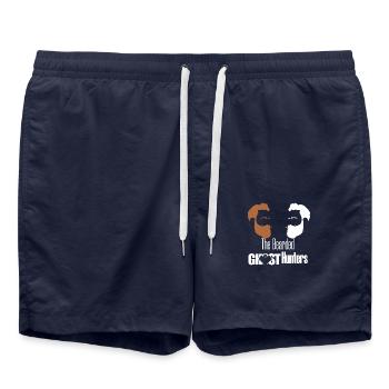 Bearded Ghost Hunters wht - Swim Trunks - french navy - Front - AI Model Male 185 light (185cm)