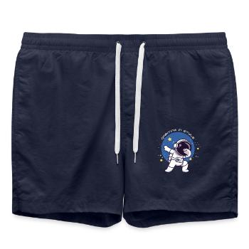 astronaut cartoon character dancing in - Badeshorts - French Navy - Vorne - AI Model Male 185 light (185cm)