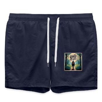 Not All Who Wander Are Lost - Swim Trunks - french navy - Front - AI Model Male 185 light (185cm)