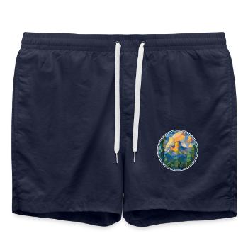 Paysage de montagne cubiste - Short de bain - bleu marine - Devant - AI Model Male 185 light (185cm)
