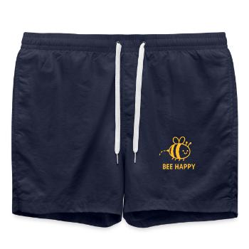 Bee Happy - Abeille souriante mignonne Ondes positives - Short de bain - bleu marine - Devant - AI Model Male 185 light (185cm)